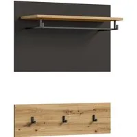Home affaire Garderobenpaneel REHAT, TOPSELLER!, 2-teilig, bestehend aus: Paneel & Hakenleiste (1 St., in verschiedenen Farben erhältlich), Paneel, Hakenleiste, Wandboard, Garderobe, Garderobenleiste