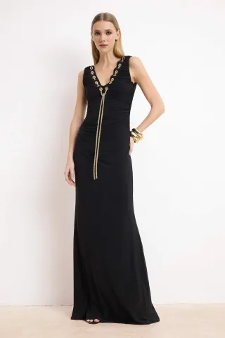 Damen-Maxikleid, ärmellos, A-Linie, für Abschlussball/Abschlussfeier