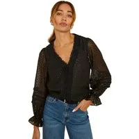 Love & Roses Langarmbluse Love & Roses Samtbluse mit Metallic-Look, Regular (1-tlg)