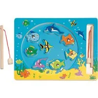 Woodyland Lernspielzeug 90026 Holzspielzeug - magnetisches Angelspiel "Sea Life". Magnetspiel, 11 teiliges Set. Das Spielbrett ist farbenfroh wie ein Teich gestaltet