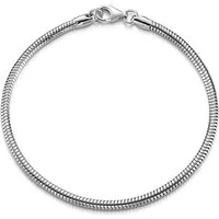 Materia Armband Herren Damen Schlangenkette 3mm SA-141, 925 Sterling Silber, rhodiniert