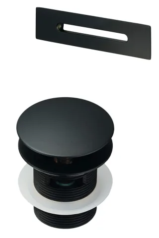 Neuesbad Badewanne Set, Schwarz, Ablaufgarnitur mit rechteckigem Überlauf NB1DEKYYN10B1