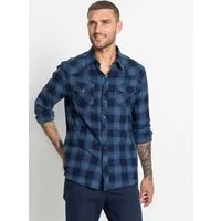 bonprix Flanellhemd aus Baumwoll-Flanell, Regular Fit, Kentkragen, mit Karo-Muster