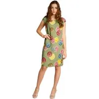 Caspar Sommerkleid SKL033 leichtes knielanges Damen Sommer Leinenkleid mit Punkte Print Luftig leicht, figurumspielende Form, mit seitlichem Jersey-Einsatz