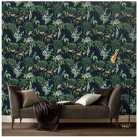 Superfresco Easy Vliestapete Adilah, geprägt, animal print, Adilah Blümen Schwarz 1000x52cm