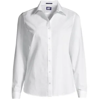 Bügelfreie Baumwoll-Bluse, Damen, size: regular, Blau, Baumwolle, by Lands' End