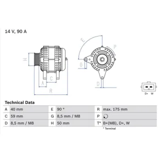 Bosch Lichtmaschine 90A Ford Seat Skoda VW