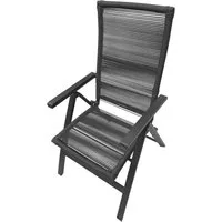 belavi Klappstuhl Rope-Klappsessel, verstellbarer Gartenstuhl klappbar mit Armlehnen, wetterfest & UV-beständig, ideal für Balkon & Terrasse, grau