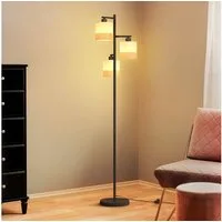 ZMH Stehlampe Wohnzimmer Stehleuchte Vintage - Stoff Standlampe 1/2/3 Flammig Retro, Augenschutz