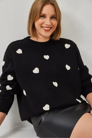 Bestickter Rundhalsausschnitt Freizeitpullover