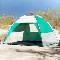 furnicato Strandmuschel Strandzelt Quick-Release 216x152x148 cm Meergrün, Winddichter Sonnen-Unterschlupf mit Netzgewebe und Quick-Release