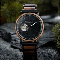 Holztick Bavaria Automatikuhr Bruno black BRUNO BLACK, moderne Herrenuhr aus Tigerholz gefertigt