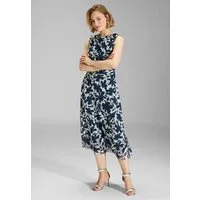 SWING Cocktailkleid - Midi Kleid aus weichem Mesh Taillierter Schnitt mit ausgestelltem Rockteil