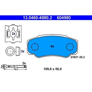 ATE Bremsbel?g hinten Citroen Fiat Peugeot 13.0460-4980.2