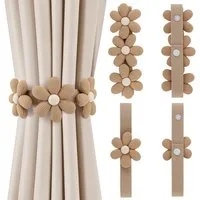 FOUORTUNATE-BEE Raffhalter 4er Set Verstellbare Blumen-Vorhanghalter, (4-tlg), Blumen Vorhang Raffhalter mit Verstellbarem Band