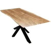 Liadomo Baumkantentisch Sammy, Esstisch, Esszimmertisch, Massivholztisch, Platte mit natürlicher Baumkante, wählbare Größen und Metallgestelle