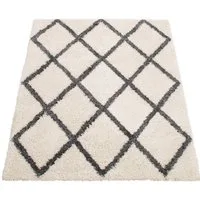 Paco Home Hochflor-Teppich Arezzo 681, rechteckig, Höhe: 49 mm, modernes Rauten Design, sehr weicher Flor