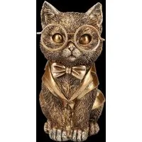 Figuren Shop GmbH Tierfigur Katzen Statue Gentleman – Handbemalte Dekofigur Kater mit Brille 16 cm