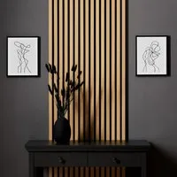 Homestyle4u Wandpaneel 60x120 60x60 1/2/4 Paneele Holz Akustikpaneel Braun Schallschutz Wand, (1-tlg., 1 Akustikpaneel) 3D Akustik Paneel Wandpaneel in Eiche zum Kleben oder Bohren