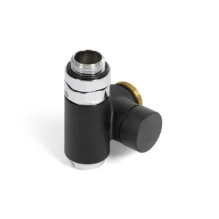 Terma Absperrventil mit integriertem T-Stück CYLINDER GZ 1/2"-GW 1/2"-GZ 24-19 links; Schwarz Matt TGZOCM004