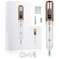 feinlux Dermaroller Mikrodermabrasionsgerät Muttermal Entfernen, set, Kosmetikbehandlungsgerät Professionelle Mole Entfernung Pen Kit, mit 9 Stärkenstufen und LCD-Bildschirm