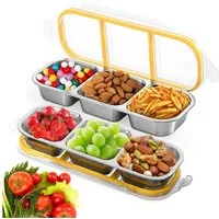 FOUORTUNATE-BEE Snackschale Snackbox mit Fächern Edelstahl, Leckdichte Snackdose, (mit Fächern Spülmaschinenfest, Meal Prep Boxen, Bento Box Edelstahl, 2-tlg), Snack Boxen mit Deckel für Schule Arbeit Camping