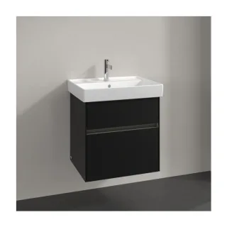 Villeroy und Boch Collaro Waschtischunterschrank C008B0VL 55,4x54,6x44,4cm, Waschbecken mittig, LED-Beleuchtung, volcano black