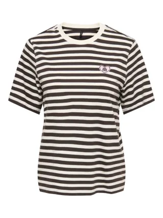 ONLY - Gestreiftes T-Shirt braun - Gr. - S