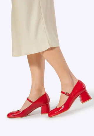 Wittchen Damen-Pumps aus rotem Leder mit Riemen