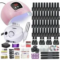 KINSI Lichthärtungsgerät Komplettes Maniküreset 50-90 Stück, 48/24/12 Farben 10ml Nagellack,DIY, Hochwertig, praktisch, für Anfänger/Profis