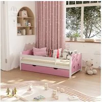 VitaliSpa® Kinderbett Jessica, Rosa/Weiß, 70x140 cm mit Schublade, ohne Matratze (2-tlg), Fade Resistant
