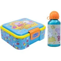 Peppa Pig Lunchbox Peppa Wutz Pig 2 tlg Kinder Set XL Brotdose Alu Trinkflasche 400 ml, (2-tlg., Spar-Set)