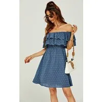 FS Collection Minikleid Damen Minikleid Bardotkleid Sommerkleid Partykleid Off Shoulder (XS (EU:36 / UK:8) · S (EU:38 / UK:10) · M (EU:40 / UK:12) · L (EU:42 / UK:14) · XL (EU:44 / UK:16), 4 Farben: Staubblau, Schwarz-Gelb, Schwarz-Rosa und Rot) Schw