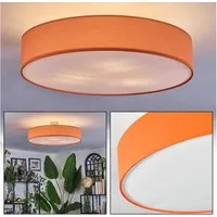 hofstein Deckenleuchte Deckenlampe aus Metall/Stoff/Kunststoff in Nickel-matt/Orange/Weiß, ohne Leuchtmittel, runde Leuchte im modernen Design (60 cm), E27, Esszimmer, Wohnzimmer