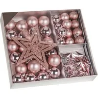 Spetebo Christbaumschmuck Christbaumschmuck 45 Teile Set - rosa (45-tlg), Shatterproof Deko Weihnachtskugeln bruchsicher - Christbaumschmuck