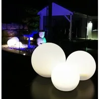 TRANGO LED Gartenleuchte, RGB Farbwechsel, 3er Set SO-202030 IP44 LED-Solarleuchte in 20-20-30cm Durchmesser Weiß matt mit 3000K warmweiß LED & RGB Farbwechsel LED *SNOWY* Solarkugel Leuchtkugel, Außenleuchte, Kugellampe, Gartenleuchte