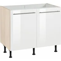 OPTIFIT Spülenschrank Bern 100 cm breit, mit 2 Türen, höhenverstellbare Füße, mit Metallgriffen