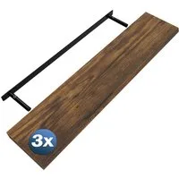 Casaria Wandregal Schweberegal, Dunkle Eiche Hängeregal mit Halterung 15kg Tragkraft Wohnzimmer 110cm
