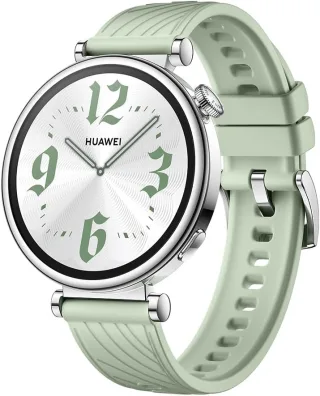 Huawei Watch GT 4 [inkl. Kunststoffarmband grün] 41mm Edelstahlgehäuse silber