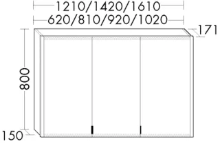 Burgbad Spiegelschrank RL20 800x1610x171 RL20, SPVN160PN688 SPVN160PN688