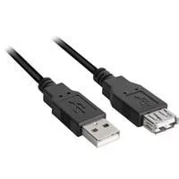 USB 2.0 Verlängerungskabel, USB-A Stecker > USB-A Buchse schwarz, 2,0 Meter, doppelt geschirmt