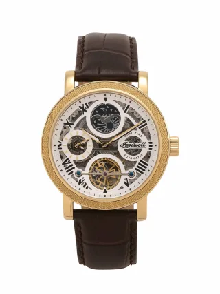 Ingersoll Herren Uhr The Row Braun Edelstahlgehäuse, goldfarben: ca
