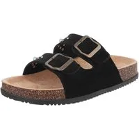Ital-Design Bequeme Sandalen mit verstellbaren Riemen für Damen Pantolette (89852725) Flach Pantoletten in Schwarz