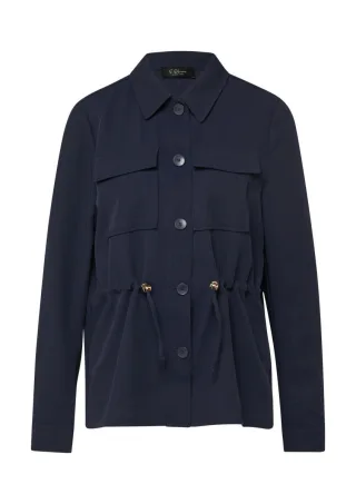 s.Oliver BLACK LABEL - Moderne Übergangsjacke im Shacket-Stil mit Tunnelzug blau - Gr. - 36