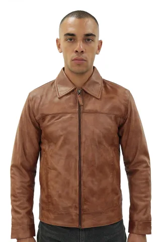 Herren Leder Harrington Jacke-Shanghai