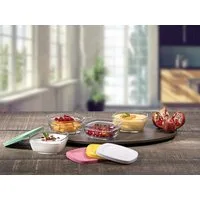 Pasabahce Vorratsglas 4x 310ml Glasschalen mit Deckel Puddingschalen Dessertschalen, (4-tlg)
