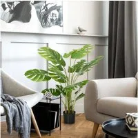 Kunstpflanze Künstliche Pflanzen, Kunst, 24 Zweige, Zimmerpflanze, Kunstbaum Monstera Deliciosa, HOMCOM, Höhe 120 cm, Grün Ø17,5 x 120 cm