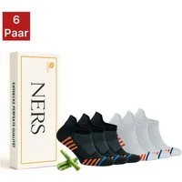 NERS Sneakersocken (6 Paar) aus Bambus für Damen und Herren, ohne Naht, Gegen Schweißfüße (6-Paar, 6 Paar) Premium Sneaker Socken mit Komfortbund – Atmungsaktiv & Weich – In Box