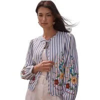 Love & Roses Shirtjacke Love & Roses gestreifte Jacke mit Stickerei (1-tlg)