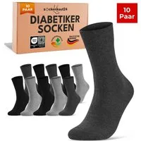 sockenkauf24 Diabetikersocken ohne Gummibund & ohne Naht aus Baumwolle (10-Paar) Diabetiker Socken mit Komfortbund ohne Gummi für Damen & Herren